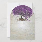 Invitation Mariage de feuilles de coeur violet invite (Dos)