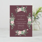 Invitation Mariage de feuilles succulentes prune (Debout devant)