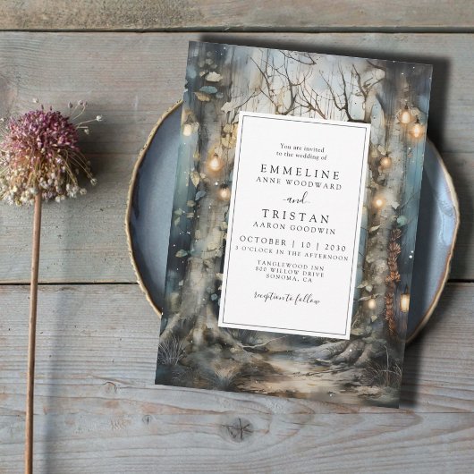 Invitation Mariage de feux de feux de forêt enchantés