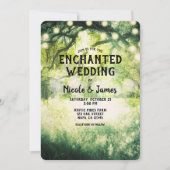 Invitation Mariage de feux de forêt enchantés vert rustique (Devant)