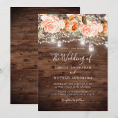 Invitation Mariage de feux floraux de la Pêche au Bois Rustiq (Devant / Derrière)