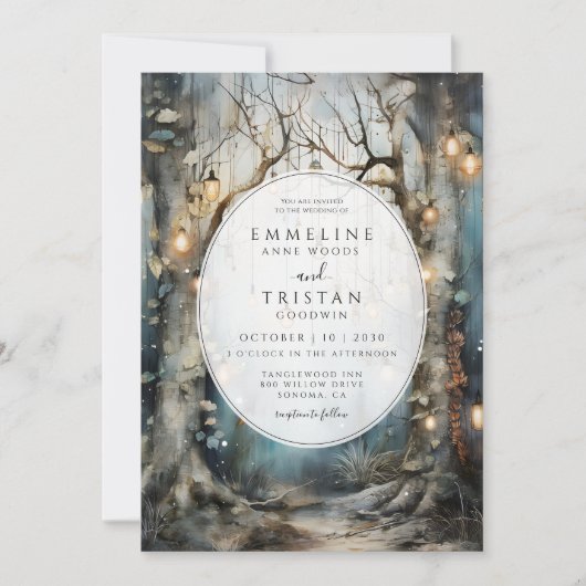 Invitation Mariage de feux lumineux enchanted Forest Path (Devant)