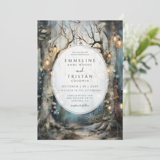 Invitation Mariage de feux lumineux enchanted Forest Path (Debout devant)