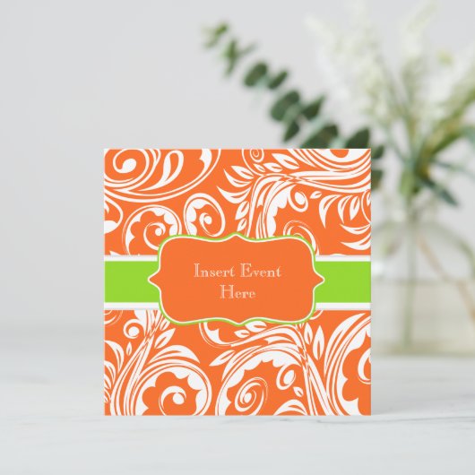 Invitation mariage de fiançailles blanc vert orange (Debout devant)