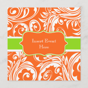 Invitation mariage de fiançailles blanc vert orange