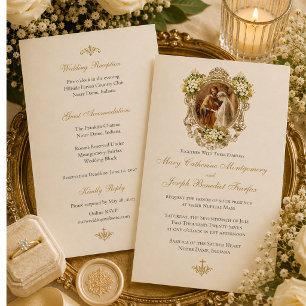 Invitation Mariage de Fiançailles Catholique Élégant et Tradi