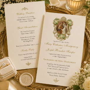 Invitation Mariage de fiançailles catholique traditionnel