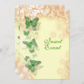 Invitation mariage de fiançailles d'anniversaire jaune vert (Devant / Derrière)