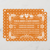 Invitation Mariage de fiesta inséparable de papillon orange (Devant / Derrière)