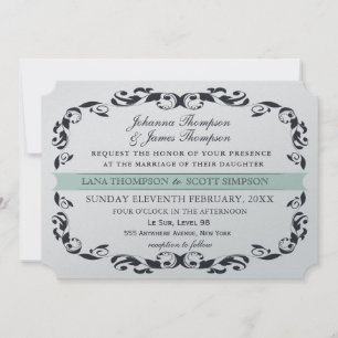 Invitation Mariage de filligree victorien élégant de la marin