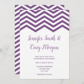 Invitation Mariage de finition Chevron blanc et violet (Devant / Derrière)
