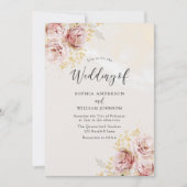 Invitation Mariage de finition en marbre floral (Devant)