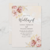 Invitation Mariage de finition en marbre floral (Devant / Derrière)