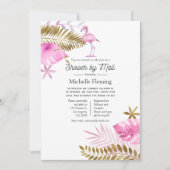 Invitation Mariage de Flamant Rose et Or par la Poste (Devant)