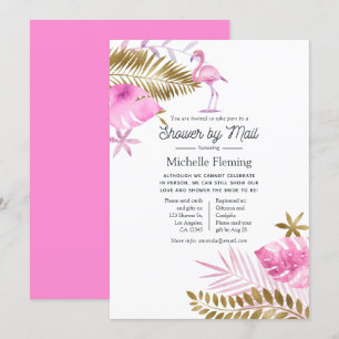 Invitation Mariage de Flamant Rose et Or par la Poste