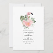 Invitation Mariage de Flamant rose rose tropique exotique (Devant)