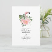 Invitation Mariage de Flamant rose rose tropique exotique (Debout devant)