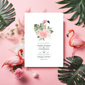 Invitation Mariage de Flamant rose rose tropique exotique