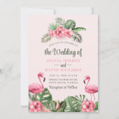 Invitation Mariage de Flamant rose tropical rose (Devant)