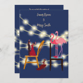 Invitation Mariage de Flamants roses passionnés (Devant / Derrière)