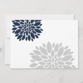 Invitation Mariage de flambée florale bleu marine et gris arg (Dos)