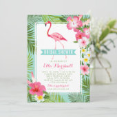 Invitation Mariage de Flamingo Tropical Fête de Fiançailles (Debout devant)