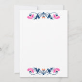 Invitation Mariage de flancs bleu marine et Fuchsia (Dos)