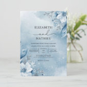 Invitation Mariage de fleur Azure Frosty (Debout devant)