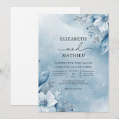 Invitation Mariage de fleur Azure Frosty (Devant / Derrière)