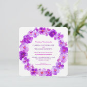 Invitation Mariage de fleur d'aquarelle violet reprogrammé (Debout devant)