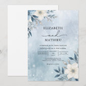 Invitation Mariage de fleur de branches bleues gelées (Devant / Derrière)