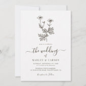 Invitation Mariage de Fleur de Champ Bohème Minimaliste Botan (Devant)