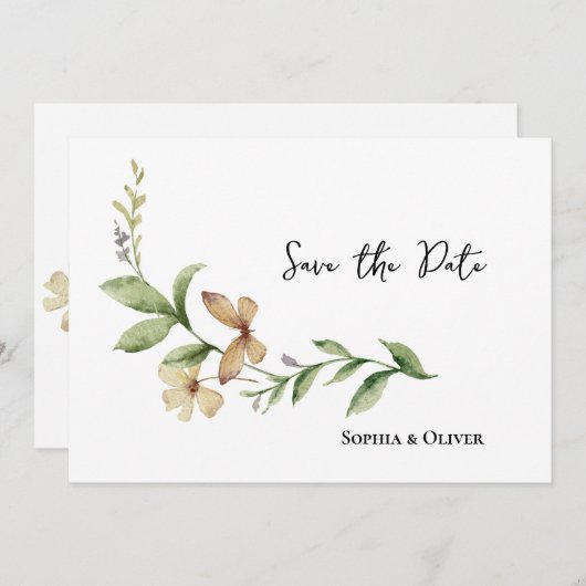 Invitation Mariage de fleur de champ romantique Enregistrer l (Devant / Derrière)