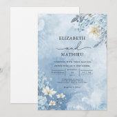 Invitation Mariage de fleur de givre bleu Icy (Devant / Derrière)