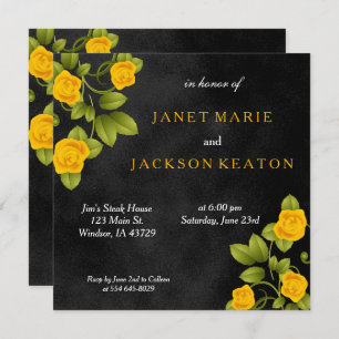 Invitation Mariage de fleur de noir et de rose jaune de souci