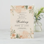 Invitation Mariage de fleur de pêche (Debout devant)