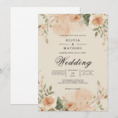 Invitation Mariage de fleur de pêche (Devant / Derrière)