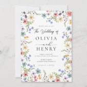 Invitation Mariage de Fleur sauvage botanique de jardin rusti (Devant)