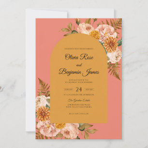 Invitation Mariage de Fleur Sauvage Corail Ocbre