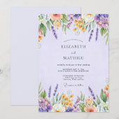 Invitation Mariage de Fleur Sauvage d'Améthyste Botanique (Devant / Derrière)
