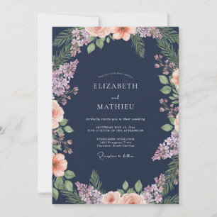 Invitation Mariage de Fleur Sauvage d'Améthyste de Minuit