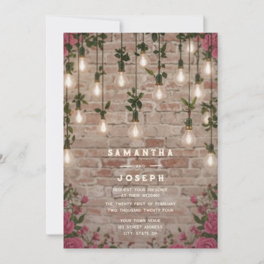 Invitation Mariage de Fleur sauvage d'aquarelle rustique (Devant)