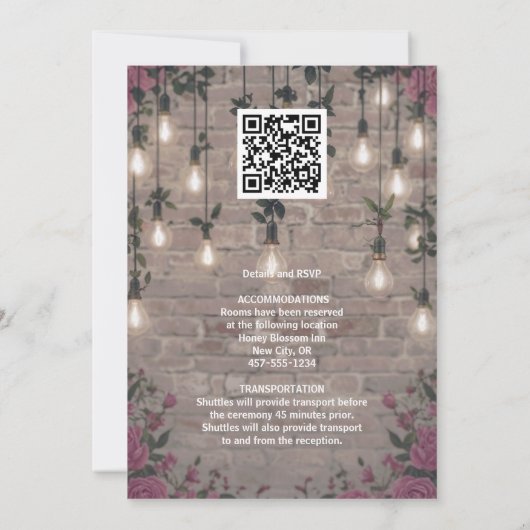 Invitation Mariage de Fleur sauvage d'aquarelle rustique (Dos)