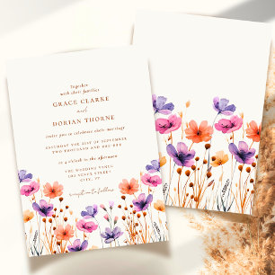 Invitation Mariage de Fleur sauvage de Boho blanc ivoire neut