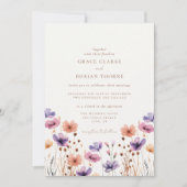 Invitation Mariage de Fleur sauvage de Boho blanc ivoire neut (Devant)