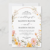 Invitation Mariage de Fleur sauvage de fleurs de Boho neutres (Devant)