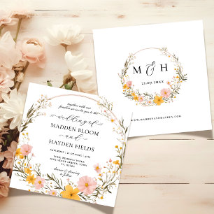 Invitation Mariage de Fleur sauvage de fleurs de Boho neutres