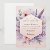Invitation Mariage de Fleur Sauvage de Lilas Clair (Devant / Derrière)