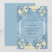 Invitation Mariage de Fleur Sauvage Jaune Bleuet (Devant / Derrière)