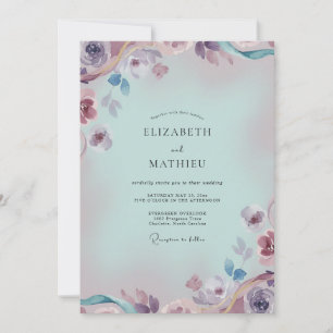 Invitation Mariage de Fleur Sauvage Lilas Aqua